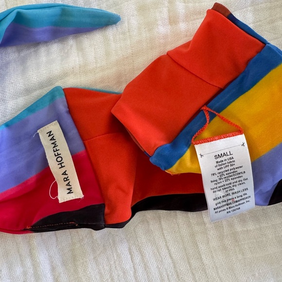 NEW Mara Hoffman Abigail Multicolor Knotted Strapless Bandeau Bikini Top - Picture 4 of 4